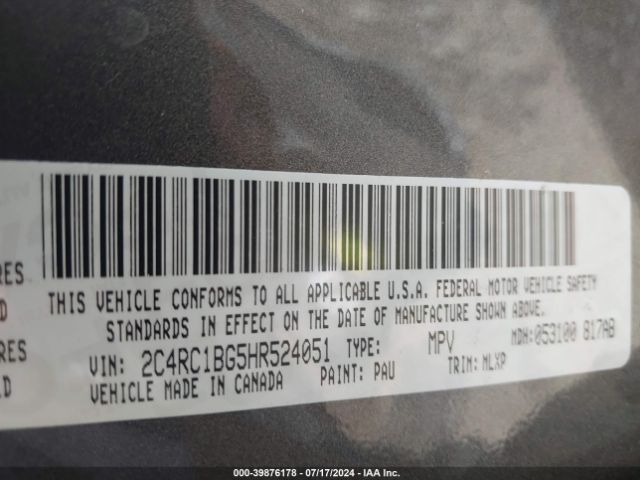 Photo 8 VIN: 2C4RC1BG5HR524051 - CHRYSLER PACIFICA 