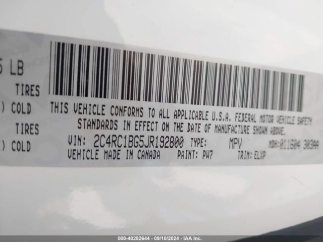 Photo 8 VIN: 2C4RC1BG5JR192800 - CHRYSLER PACIFICA 