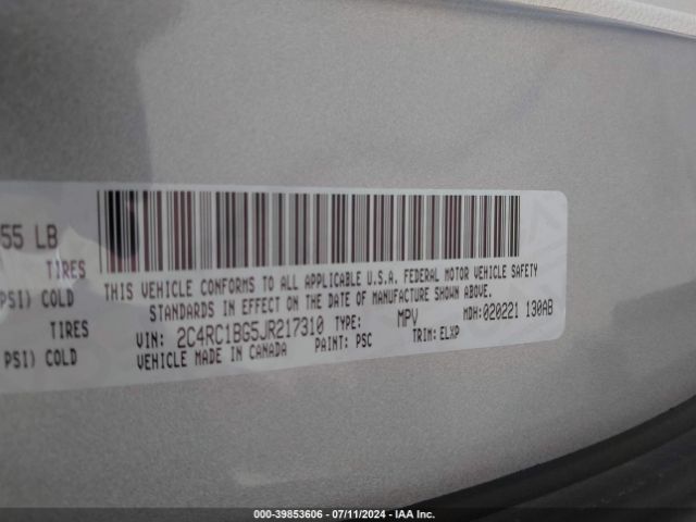 Photo 8 VIN: 2C4RC1BG5JR217310 - CHRYSLER PACIFICA 