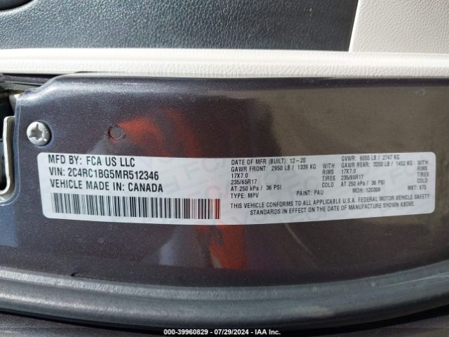 Photo 8 VIN: 2C4RC1BG5MR512346 - CHRYSLER PACIFICA 