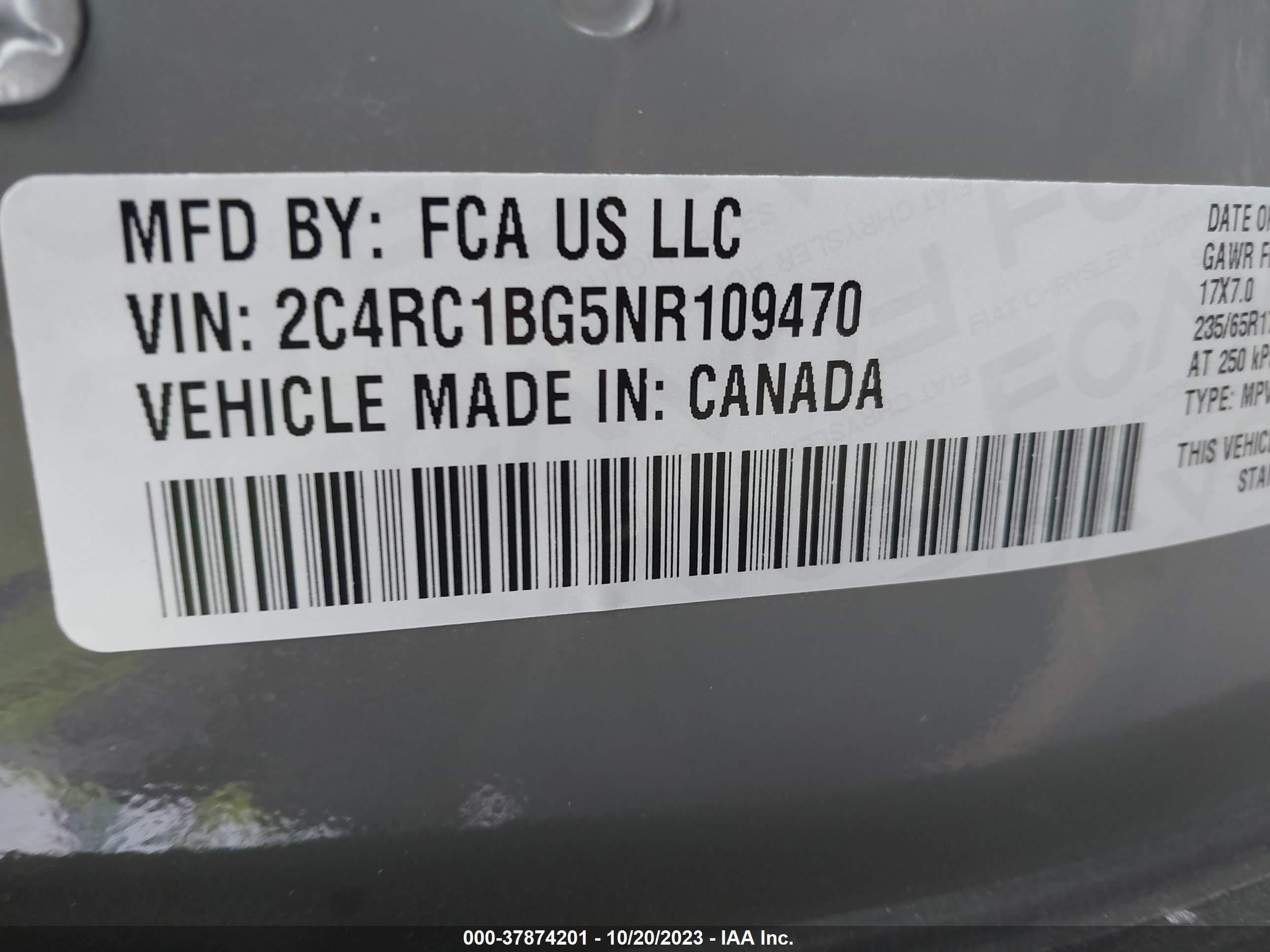 Photo 8 VIN: 2C4RC1BG5NR109470 - CHRYSLER PACIFICA 