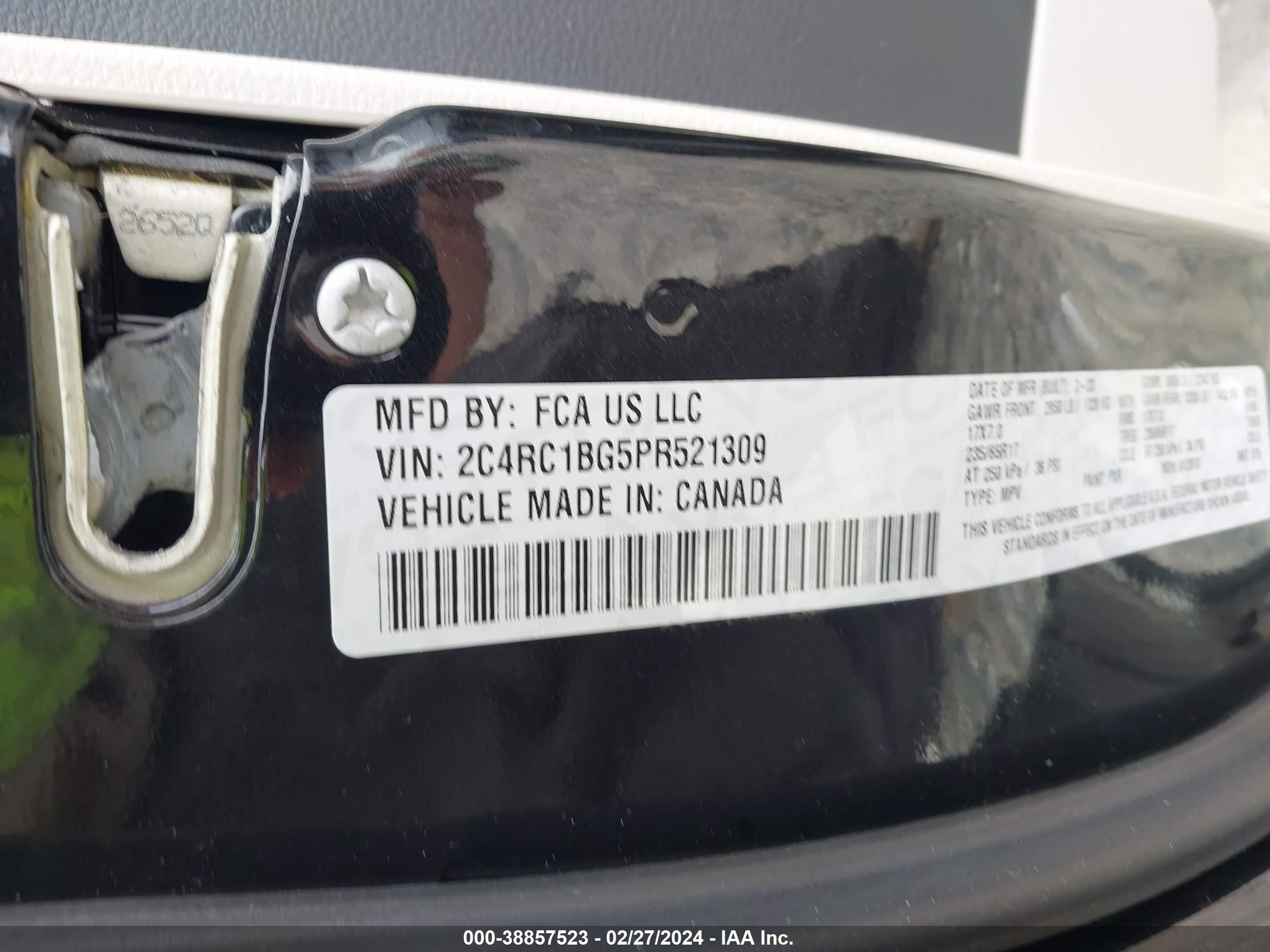 Photo 8 VIN: 2C4RC1BG5PR521309 - CHRYSLER PACIFICA 