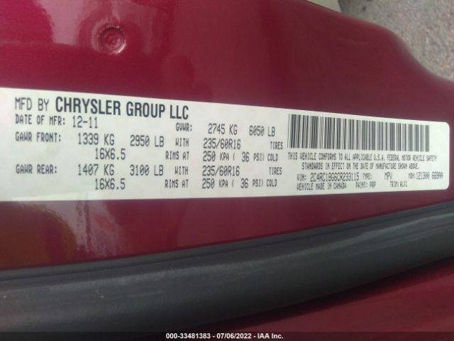 Photo 8 VIN: 2C4RC1BG6CR233115 - CHRYSLER TOWN & COUNTRY 