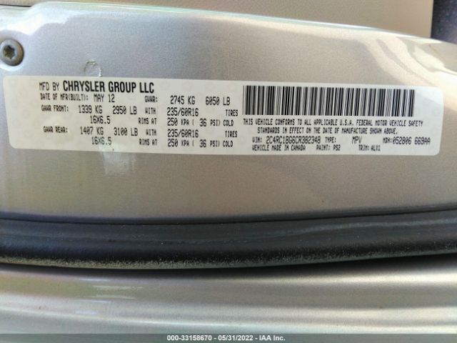 Photo 8 VIN: 2C4RC1BG6CR382348 - CHRYSLER TOWN & COUNTRY 