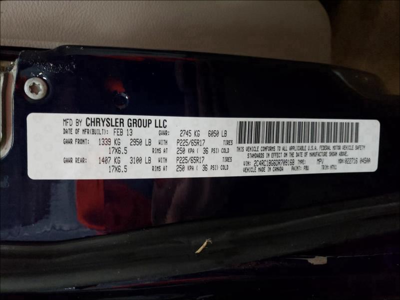 Photo 9 VIN: 2C4RC1BG6DR709168 - CHRYSLER TOWN & COU 