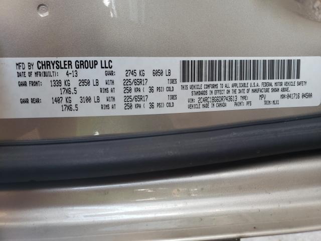 Photo 9 VIN: 2C4RC1BG6DR743613 - CHRYSLER TOWN &AMP COU 