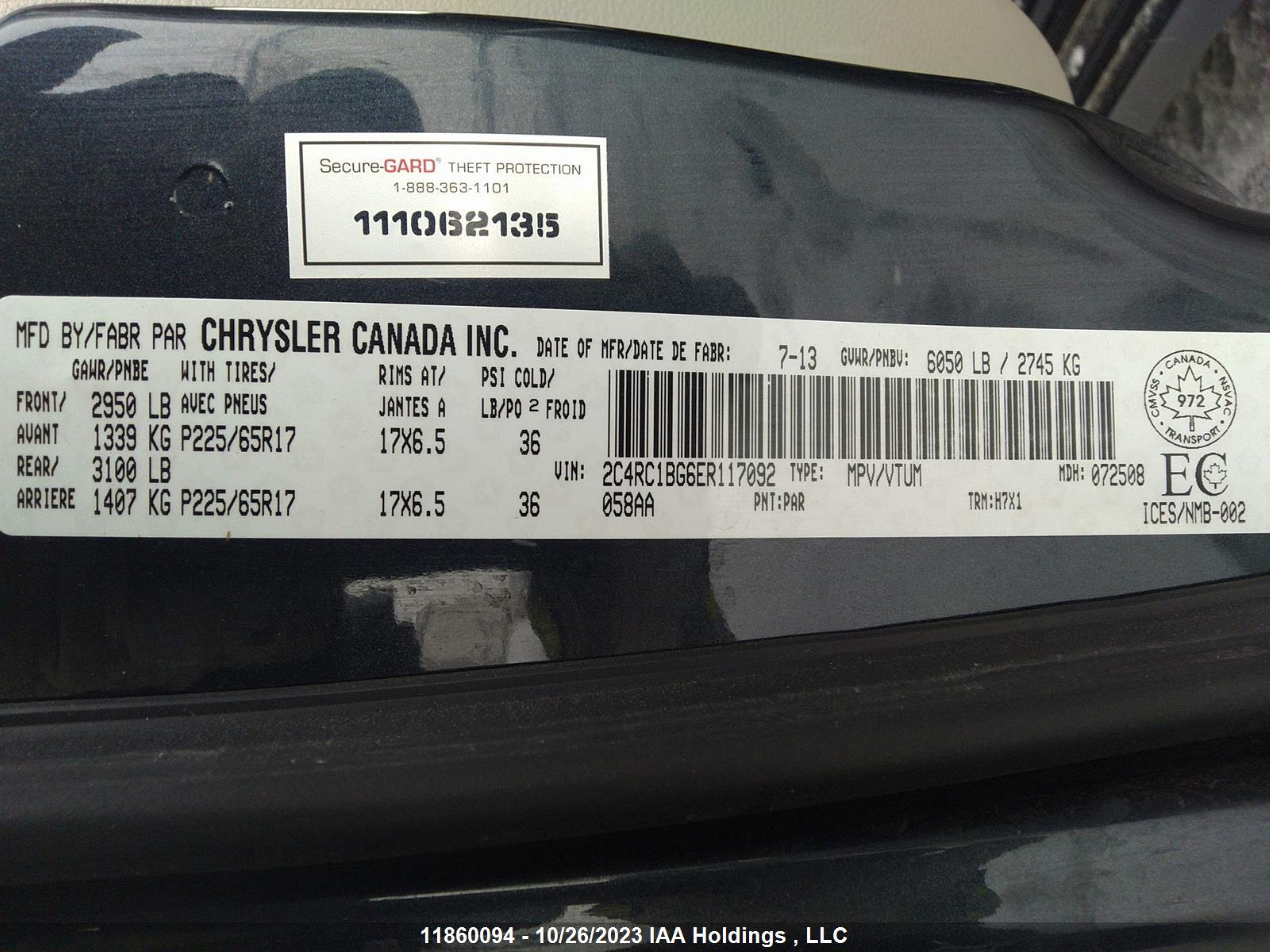 Photo 8 VIN: 2C4RC1BG6ER117092 - CHRYSLER TOWN & COUNTRY 