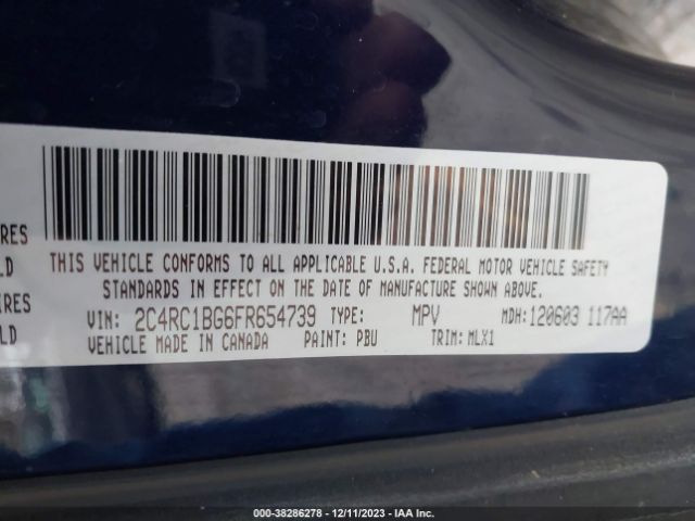 Photo 8 VIN: 2C4RC1BG6FR654739 - CHRYSLER TOWN COUNTRY 