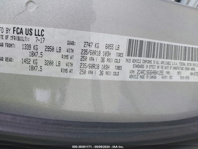 Photo 8 VIN: 2C4RC1BG6HR841255 - CHRYSLER PACIFICA 