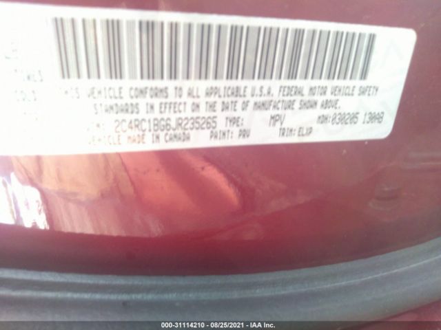 Photo 8 VIN: 2C4RC1BG6JR235265 - CHRYSLER PACIFICA 