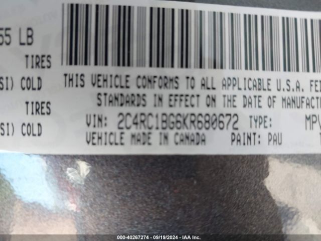 Photo 8 VIN: 2C4RC1BG6KR680672 - CHRYSLER PACIFICA 