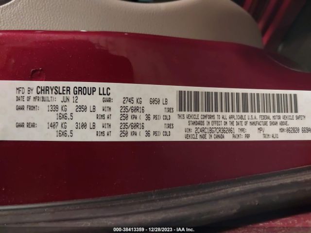 Photo 8 VIN: 2C4RC1BG7CR362061 - CHRYSLER TOWN & COUNTRY 