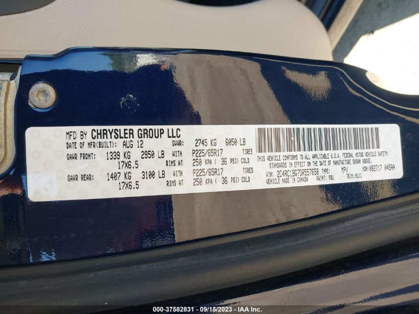 Photo 8 VIN: 2C4RC1BG7DR557658 - CHRYSLER TOWN & COUNTRY 