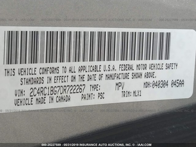 Photo 8 VIN: 2C4RC1BG7DR722267 - CHRYSLER TOWN & COUNTRY 