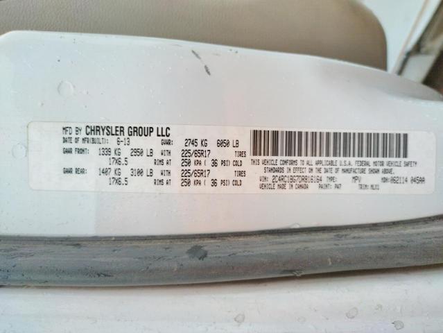 Photo 9 VIN: 2C4RC1BG7DR816164 - CHRYSLER TOWN & COU 