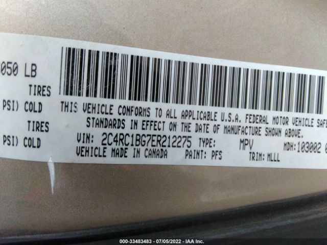 Photo 8 VIN: 2C4RC1BG7ER212275 - CHRYSLER TOWN & COUNTRY 