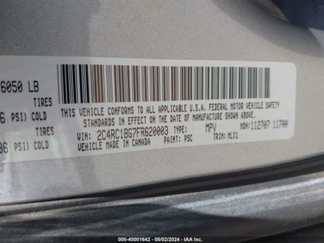 Photo 8 VIN: 2C4RC1BG7FR620003 - CHRYSLER TOWN AND COUNTRY 