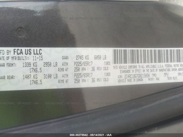 Photo 8 VIN: 2C4RC1BG7GR215034 - CHRYSLER TOWN & COUNTRY 