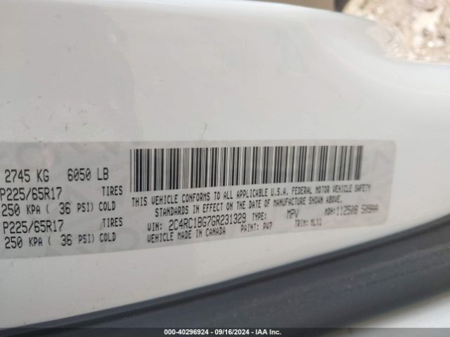 Photo 8 VIN: 2C4RC1BG7GR231329 - CHRYSLER TOWN AND COUNTRY 