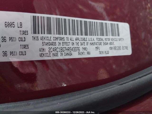 Photo 8 VIN: 2C4RC1BG7HR543376 - CHRYSLER PACIFICA 