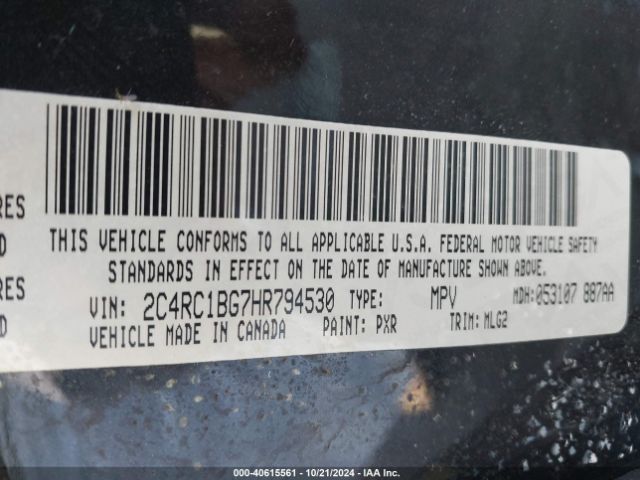 Photo 8 VIN: 2C4RC1BG7HR794530 - CHRYSLER PACIFICA 