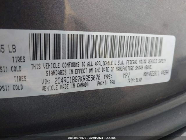 Photo 8 VIN: 2C4RC1BG7KR655070 - CHRYSLER PACIFICA 