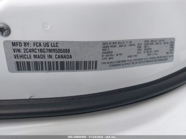 Photo 8 VIN: 2C4RC1BG7MR505088 - CHRYSLER PACIFICA 