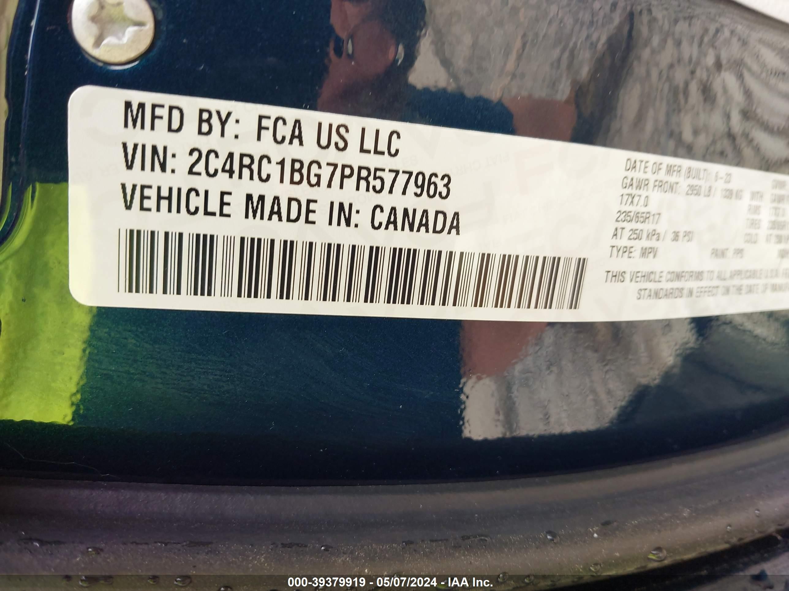 Photo 8 VIN: 2C4RC1BG7PR577963 - CHRYSLER PACIFICA 