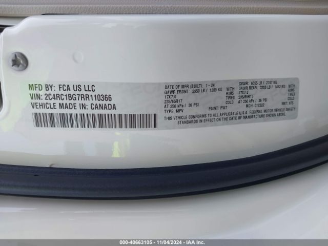 Photo 8 VIN: 2C4RC1BG7RR110366 - CHRYSLER PACIFICA 