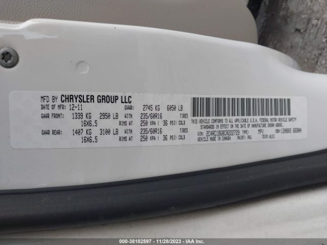 Photo 8 VIN: 2C4RC1BG8CR222729 - CHRYSLER TOWN & COUNTRY 