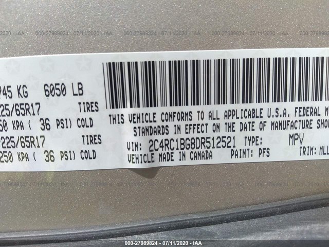 Photo 8 VIN: 2C4RC1BG8DR512521 - CHRYSLER TOWN & COUNTRY 