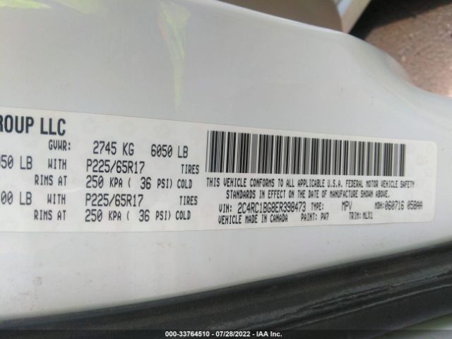 Photo 8 VIN: 2C4RC1BG8ER398473 - CHRYSLER TOWN & COUNTRY 