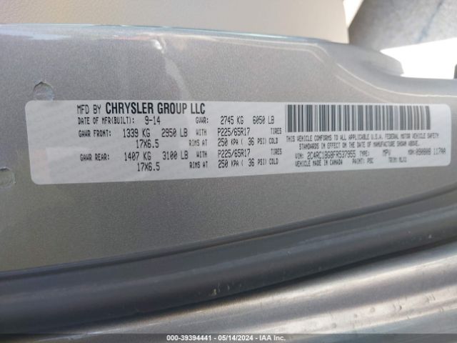 Photo 8 VIN: 2C4RC1BG8FR537955 - CHRYSLER TOWN & COUNTRY 