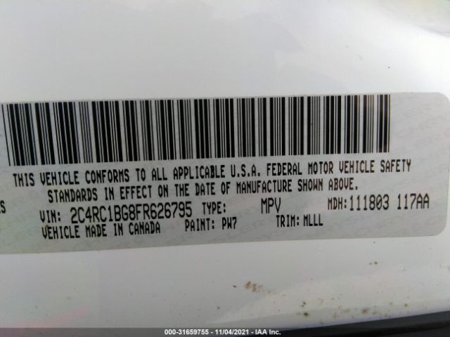 Photo 8 VIN: 2C4RC1BG8FR626795 - CHRYSLER TOWN & COUNTRY 