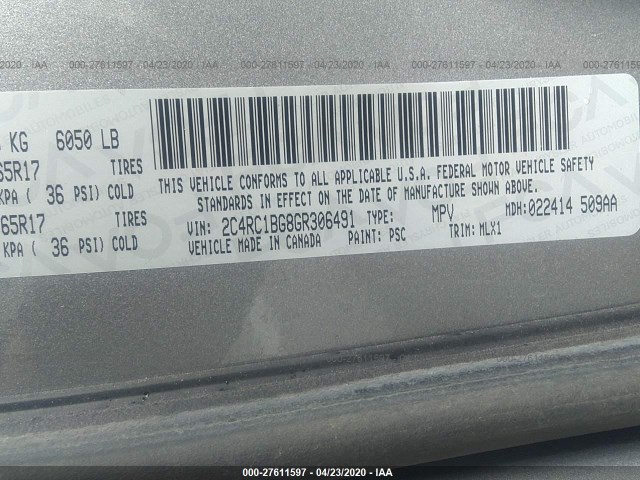 Photo 8 VIN: 2C4RC1BG8GR306491 - CHRYSLER TOWN & COUNTRY 