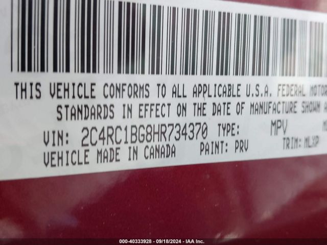 Photo 8 VIN: 2C4RC1BG8HR734370 - CHRYSLER PACIFICA 