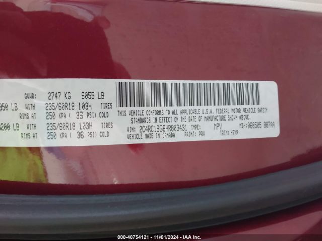 Photo 8 VIN: 2C4RC1BG8HR803431 - CHRYSLER PACIFICA 