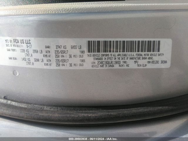 Photo 8 VIN: 2C4RC1BG8JR119033 - CHRYSLER PACIFICA 