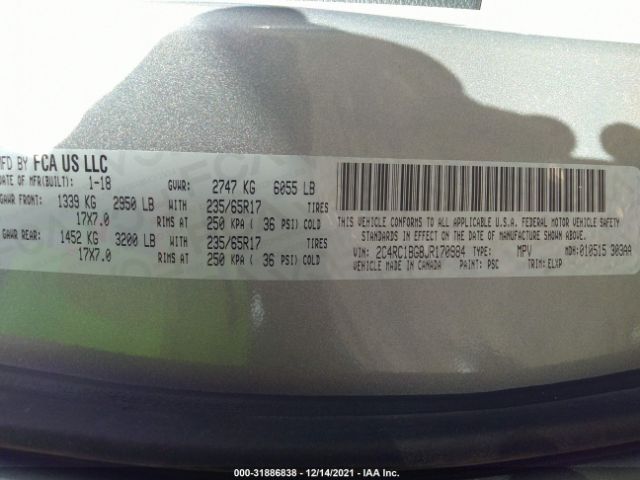 Photo 8 VIN: 2C4RC1BG8JR170984 - CHRYSLER PACIFICA 