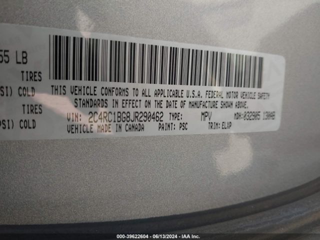 Photo 8 VIN: 2C4RC1BG8JR290462 - CHRYSLER PACIFICA 