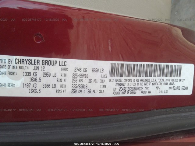 Photo 8 VIN: 2C4RC1BG9CR400132 - CHRYSLER TOWN & COUNTRY 