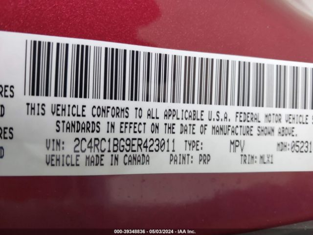 Photo 8 VIN: 2C4RC1BG9ER423011 - CHRYSLER TOWN & COUNTRY 