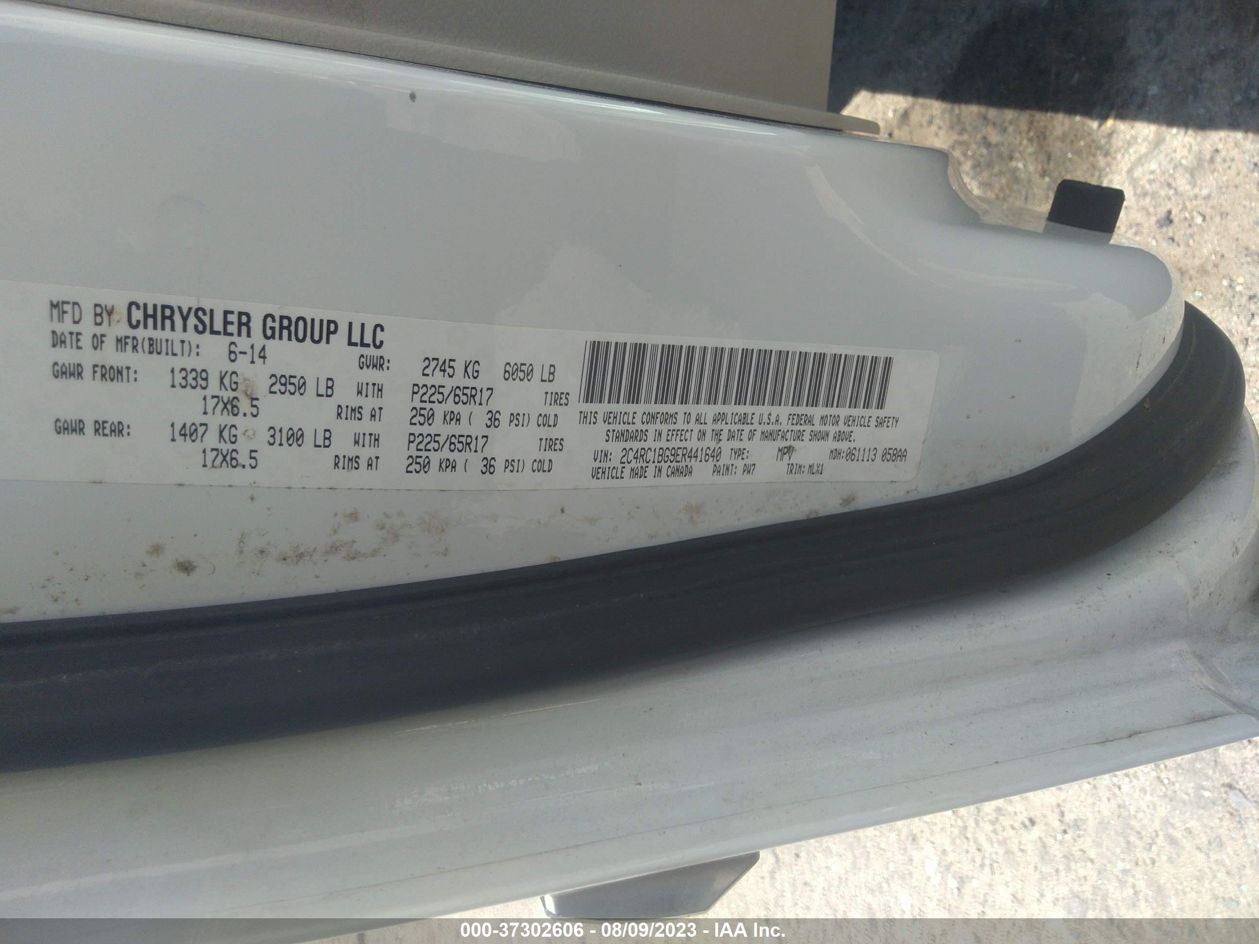 Photo 8 VIN: 2C4RC1BG9ER441640 - CHRYSLER TOWN & COUNTRY 