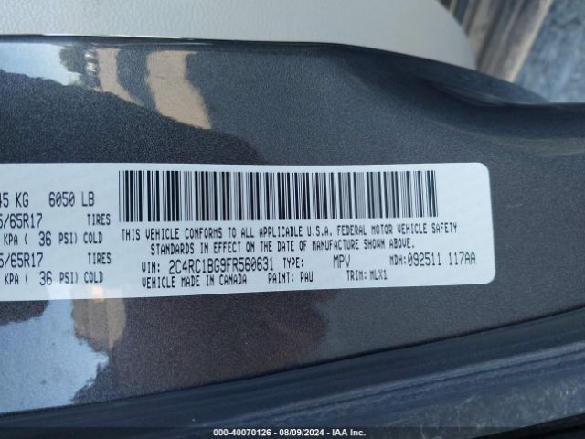 Photo 8 VIN: 2C4RC1BG9FR560631 - CHRYSLER TOWN AND COUNTRY 