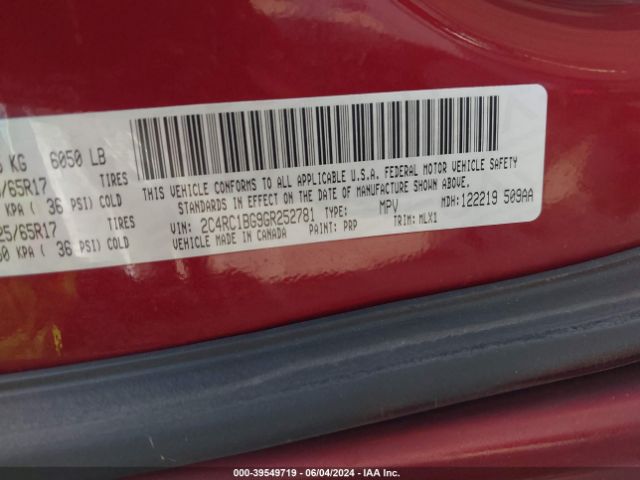 Photo 8 VIN: 2C4RC1BG9GR252781 - CHRYSLER TOWN AND COUNTRY 