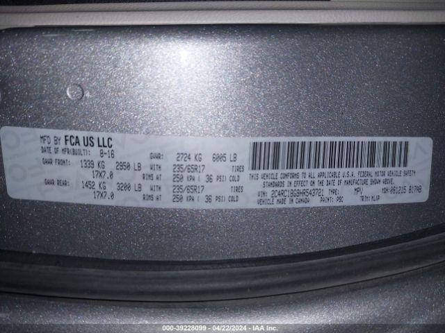 Photo 8 VIN: 2C4RC1BG9HR543721 - CHRYSLER PACIFICA 