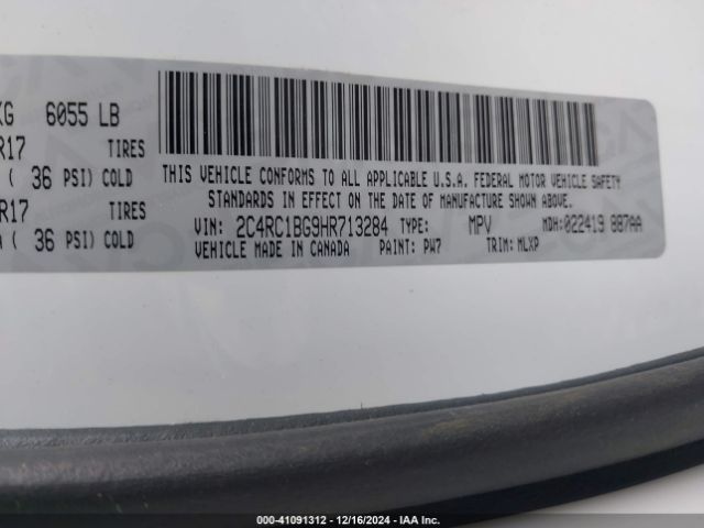 Photo 8 VIN: 2C4RC1BG9HR713284 - CHRYSLER PACIFICA 