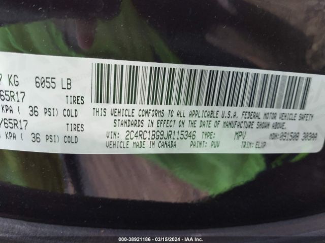 Photo 8 VIN: 2C4RC1BG9JR115346 - CHRYSLER PACIFICA 