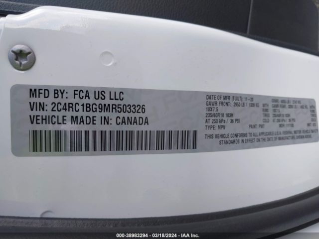 Photo 8 VIN: 2C4RC1BG9MR503326 - CHRYSLER PACIFICA 