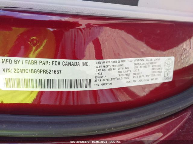 Photo 8 VIN: 2C4RC1BG9PR521667 - CHRYSLER PACIFICA 